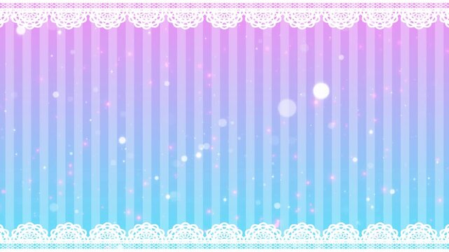 Cute pink and blue festive background.Striped pattern.Glittering dreamy lights.Animation loop video.  ゆめかわ　夢かわいい    CG 動画　フレーム　枠　抽象的　キラキラ　おしゃれ　パステルカラー　タイトル　