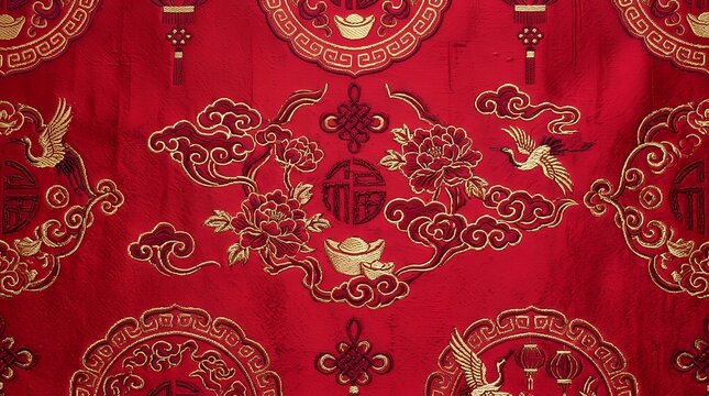 Festive New Year Ornamental Motif - Crimson ornamental motif design for Spring Festival celebrations. Festive New Year Ornamental Motif - Crimson ornamental motif design for Spring Festival