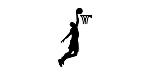 Basketball Dunk Black silhouette icon white background. © MDNAYEM
