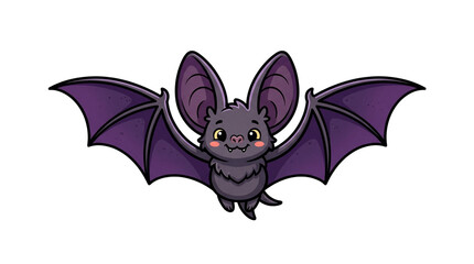 Fototapeta premium Cute flying purple bat cartoon illustration for Halloween