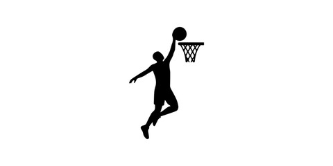 Basketball Dunk Black silhouette icon white background. © MDNAYEM