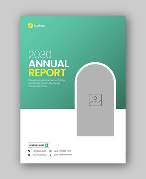 Brochure cover or annual report flyer design template for corporate business agency