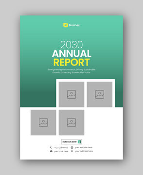 Brochure cover or annual report flyer design template for corporate business agency