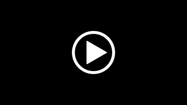 White Play Button Icon Animation Loop with Flat Media Player Arrow Symbol Isolated on Black Background Minimalist Motion Graphic Asset