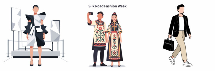 Obraz premium Silk Road Fashion Week with Modern and Traditional Attire
