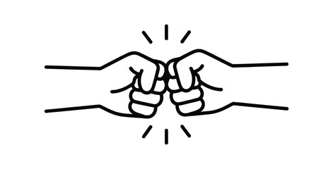 Fist bump icon featuring two hands greeting with friendship, teamwork, agreement, partnership and celebration concept for social interaction vector illustration.  © Sweet Dream