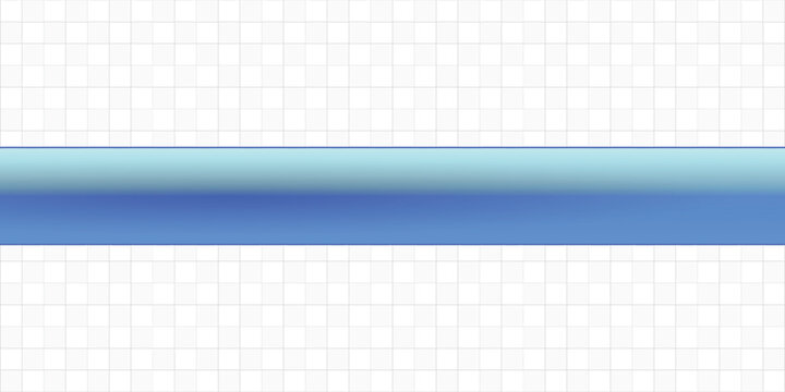 Blue geometric 3D gradient horizontal line divider vector isolated on transparent background. Minimalist smooth cylindrical bar, modern straight ribbon banner element for corporate UI UX design