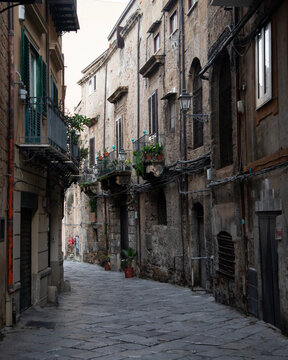 Palermo, Italy; January 1st: Streets in the old part of the city and traditional Sicilian shops.