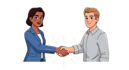 Fototapeta premium Business Partnership Agreement Illustration – Collaboration and Success