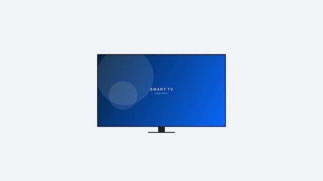 Minimalist Smart TV Screen Loading Animation Displaying Blue Interface and Floating Circles Motion