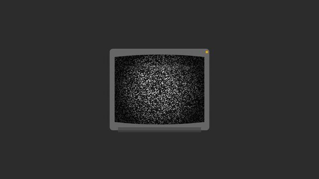 Minimalist Vintage Television Animation with Static Noise Signal Interference and Power Indicator Light