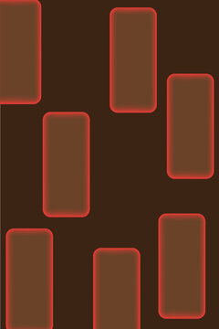 Abstract Glowing Rounded Rectangles Pattern on Dark Brown Background, Modern Minimal Geometric Neon Design
