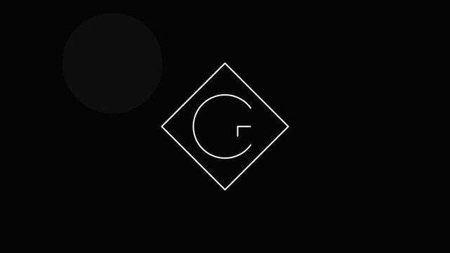 White outlined diamond and circle on black background