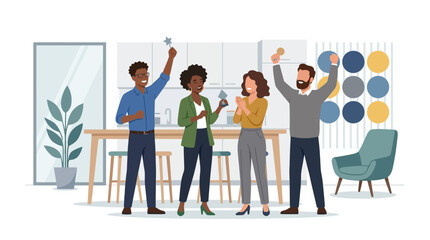 Obraz premium People Celebrating With Hands Raised.
