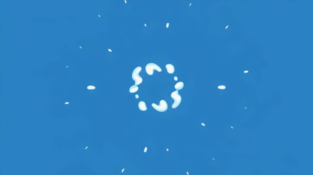 Animated abstract floral bursts in blue and white against a dark background with subtle motion