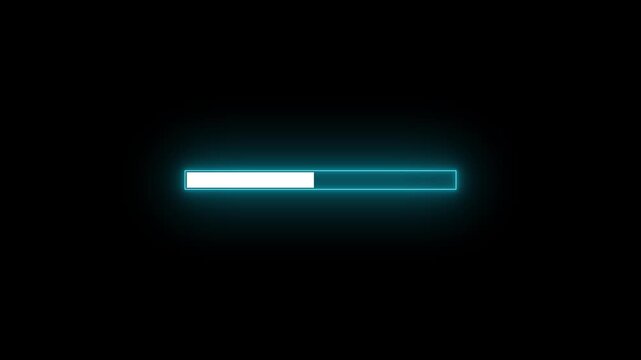 Animated progress bar from zero to hundred increasing percentage animation on black background. Bright loading bar. Loading animation- Footage loading icon suitable for ,animation loading video 4k.