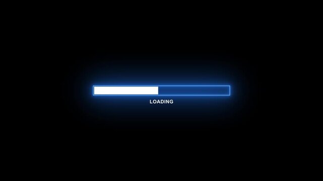 Animated progress bar from zero to hundred increasing percentage animation on black background. Bright loading bar. Loading animation- Footage loading icon suitable for ,animation loading video 4k.