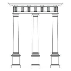 Ancient greece roman architecture column pillar classical order building element vector outline illustration front view. © IrisFocus