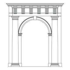 Ancient greece roman architecture column arch classical order building element vector outline illustration front view. © IrisFocus