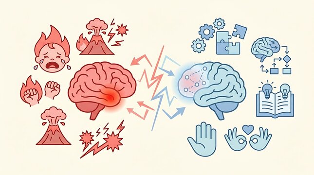 Conflict between emotional and rational human brain functions