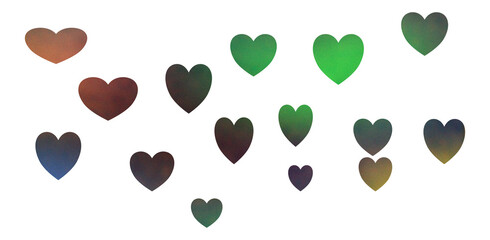 Isolated scattered colorful hearts on white background for lovely romantic greeting cards, valentine day social media posts, and wedding invitations. © Vibe Time 