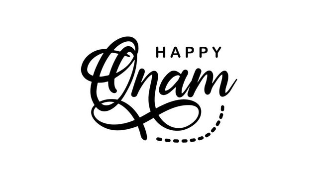 Happy onam text animation for seasonal festival greetings. Suitable for festive social media posts, greeting cards, and invitations.