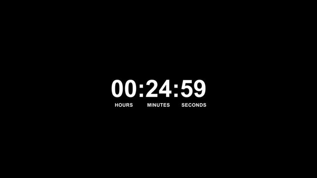 Countdown Digital Clock Animation 30 to 0 minute Countdown digital clock timer icon.Animation of glowing 30 to 0 minute countdown timer. minute stopwatch , 4k video
