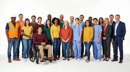 Obraz premium Diverse group of people standing together isolated on white background