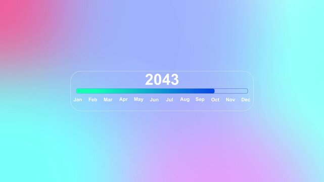 Year change concept. New year 2043 loading bar animation. year ending loading animation. Transition loading bar 2043 with Month, 4k quality video