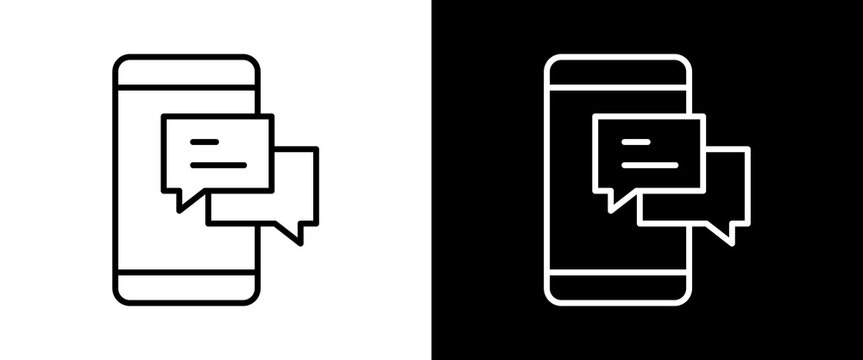 Smartphone white and black icon set design