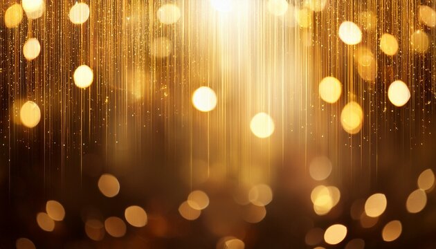 Un Fondo Dorado Con Espacio De Copia Con Destellos De Luces Decorativas Con Efecto Bokeh O Chispas De Luz Cayendo Por El Fondo O Plantilla Para Diseno