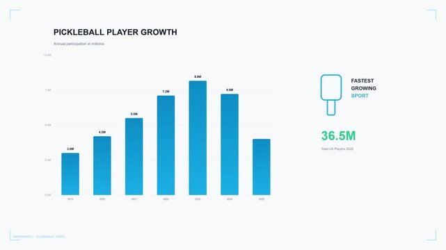 Pickleball Infographic Statistics 4K Data Visualization Player Growth and Demographics