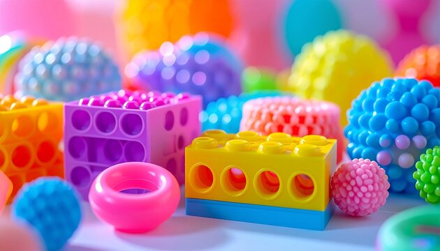 Vibrant Childrens Sensory Toys and Colorful Building Blocks