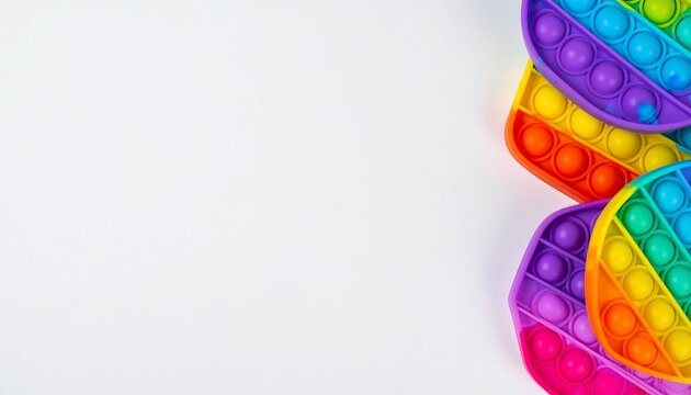 Colorful Silicone Bubble Sensory Toys on White Background