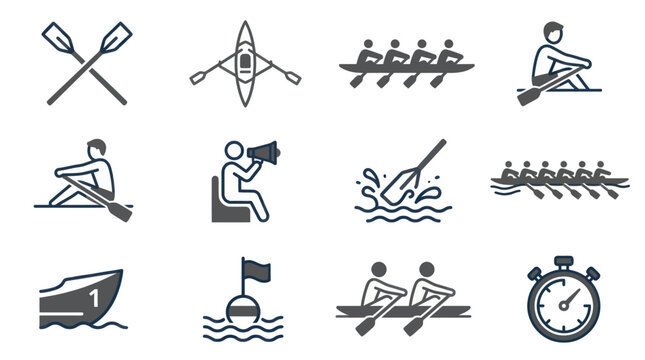 Rowing Sports Icons and Symbols.