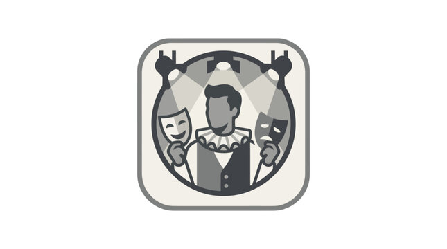 Theater Actor Holding Comedy Masks.
