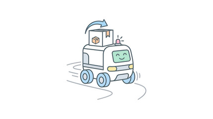 Naklejka premium Autonomous delivery robot carrying package for smart logistics