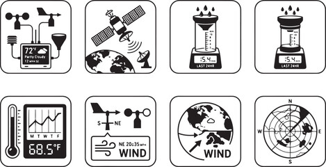 Fototapeta premium Weather Station and Meteorology Data Icon Set