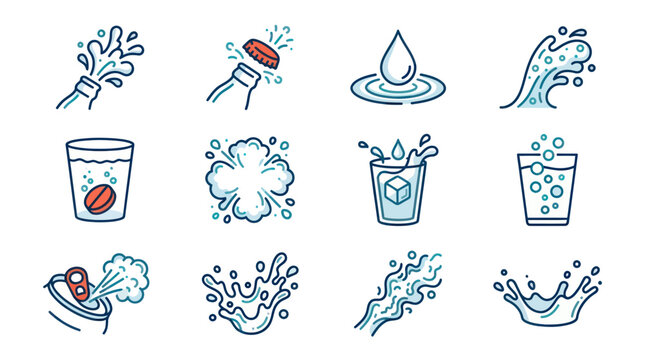 Water Droplets and Splashes Illustration.