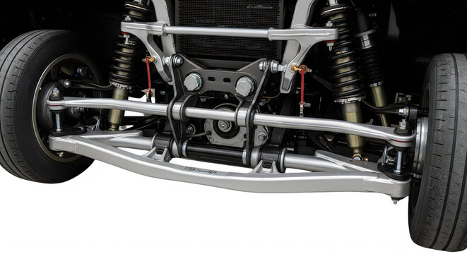 Corvette c8 suspension system detail undercarriage view isolated on transparent background