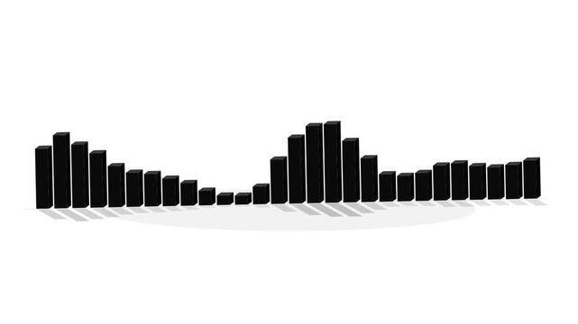 3D Animated Audio Spectrum Equalizer Sound Wave Bars Isolated on White Background
