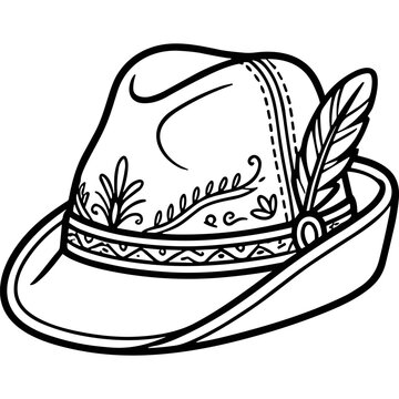 Traditional Alpine hat featuring decorative feather and embroidery.