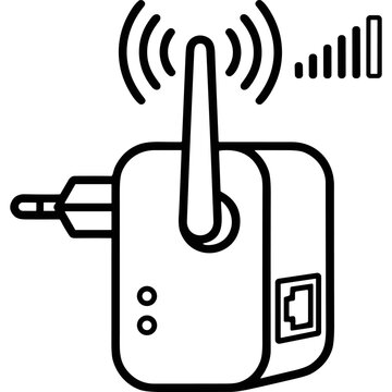 Wall plug wireless signal booster and wifi repeater icon.