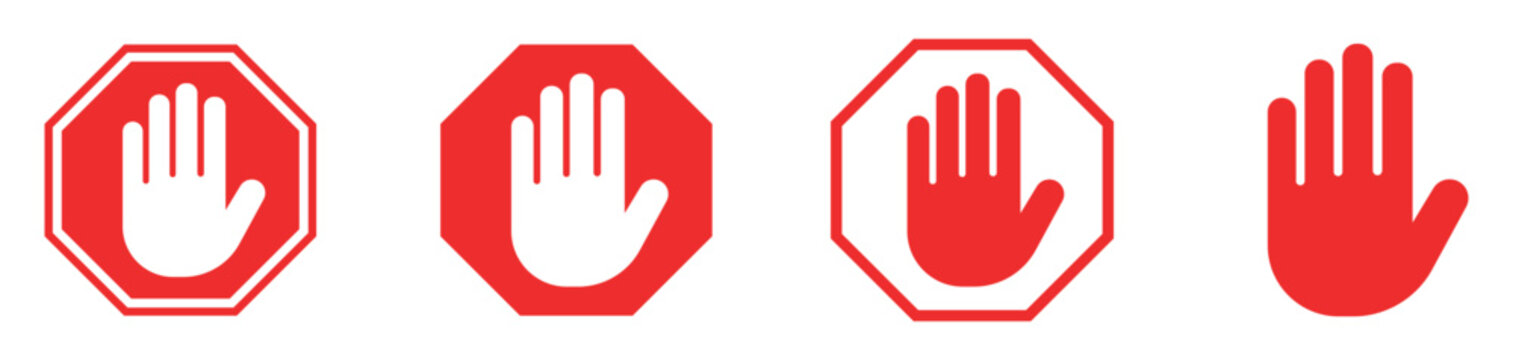 Red stop sign icon. icon for apps and websites. stop sign is prohibited.