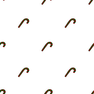 Cute minimal hand drawn red and green candy cane seamless pattern