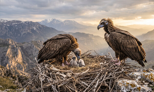 Pair of Cinereous Vultures