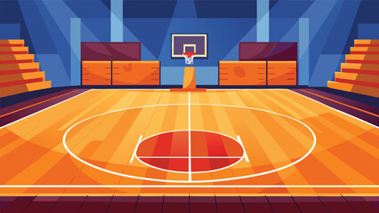 Empty basketball court indoor arena vector illustration with basketball gymnasium competition professional background training exercise athletic tournament facility interior perspective © MAX
