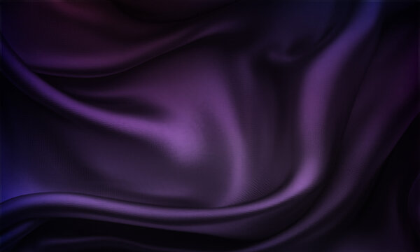 Abstract purple silk fabric background with soft waves and elegant folds