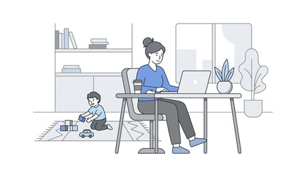Fototapeta premium Woman Working from Home Office.