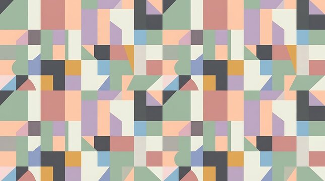 Abstract geometric pattern with colorful pastel shapes and blocks